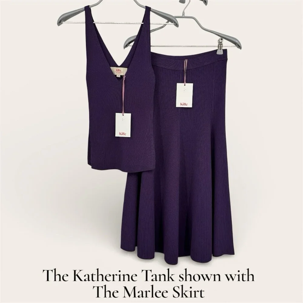 Kilte Collection The Katherine Rib Knit Tank Top size 3 L/XL Plum Purple Rayon - Picture 9 of 11